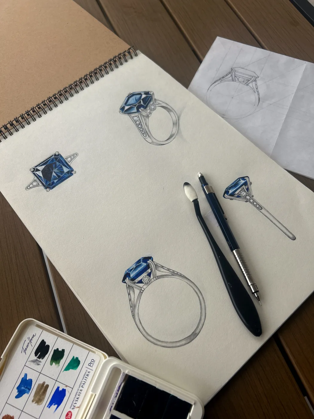 Shirin's sketchbook — hand-painted ring designs
